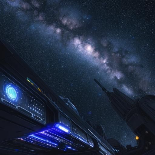 Spaceship Journey Through Starry Nebula in Digital Art