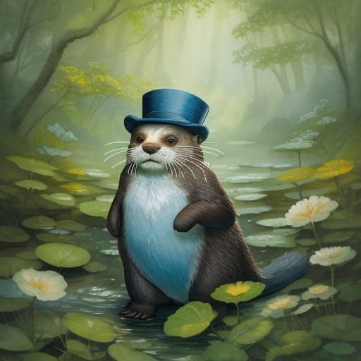 Whimsical Otter Conductor in Enchanted Forest