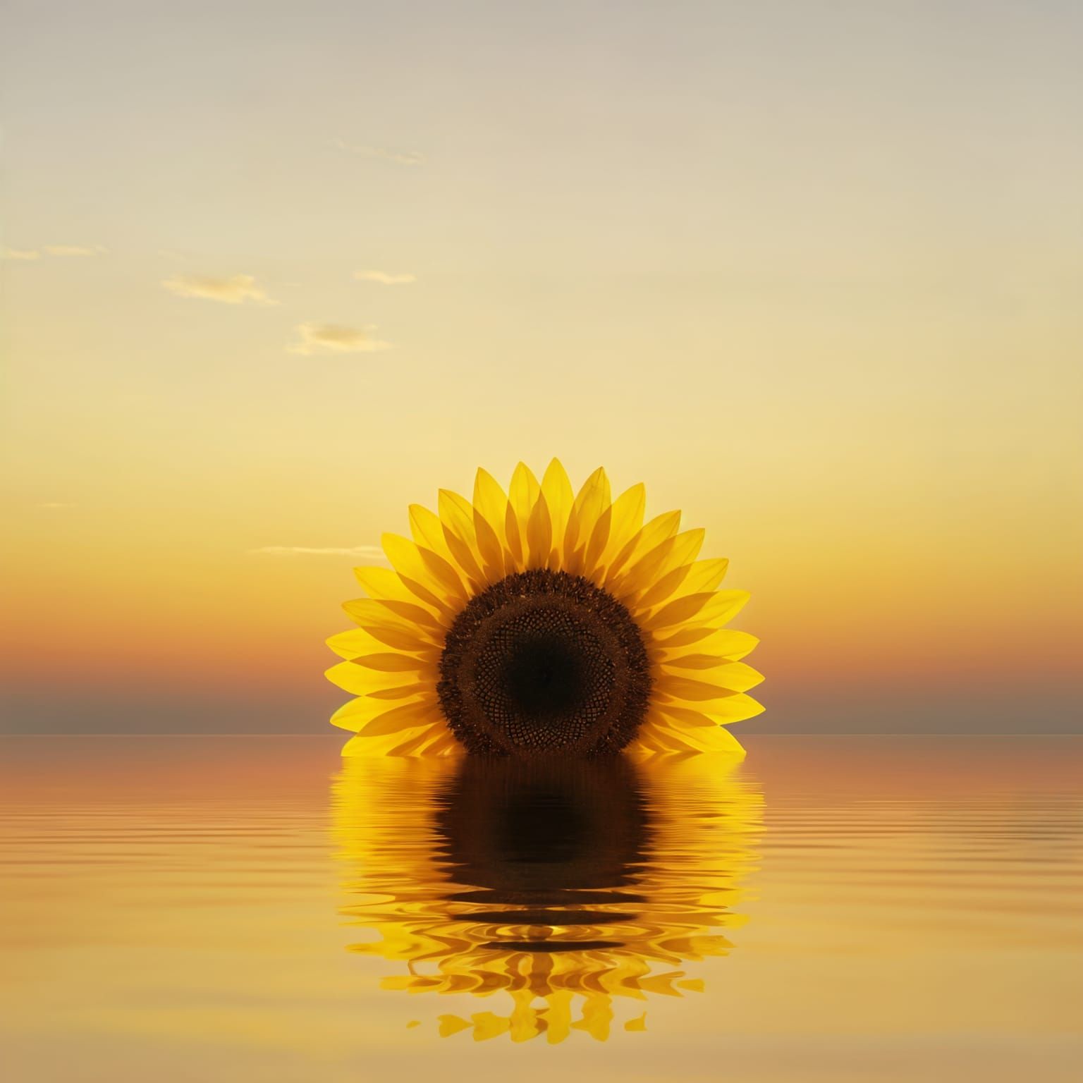 Minimalist Yellow Sunrise Over Golden Horizon