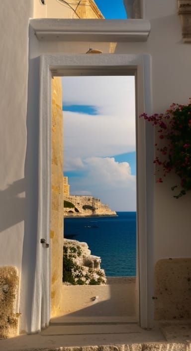 Sunset View Through Window at Polignano a Mare