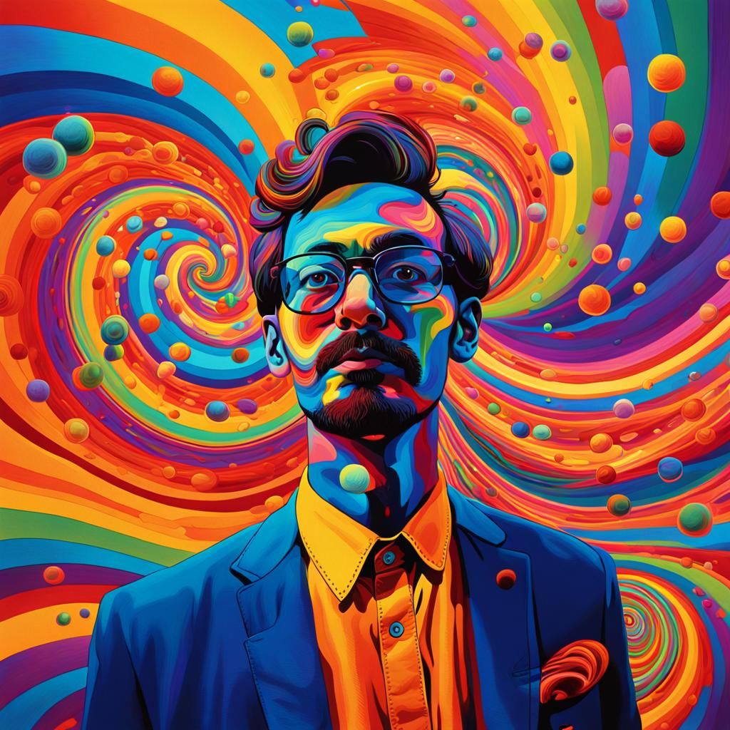 Psychedelic Pop Art of a Disoriented Person