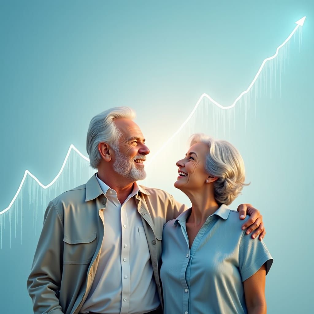 Elderly Couple Embracing Financial Prosperity