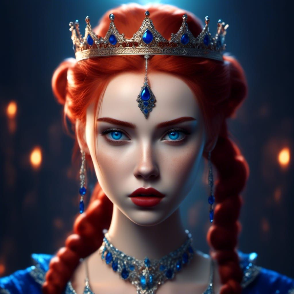 Regal Redhead with Piercing Blue Eyes