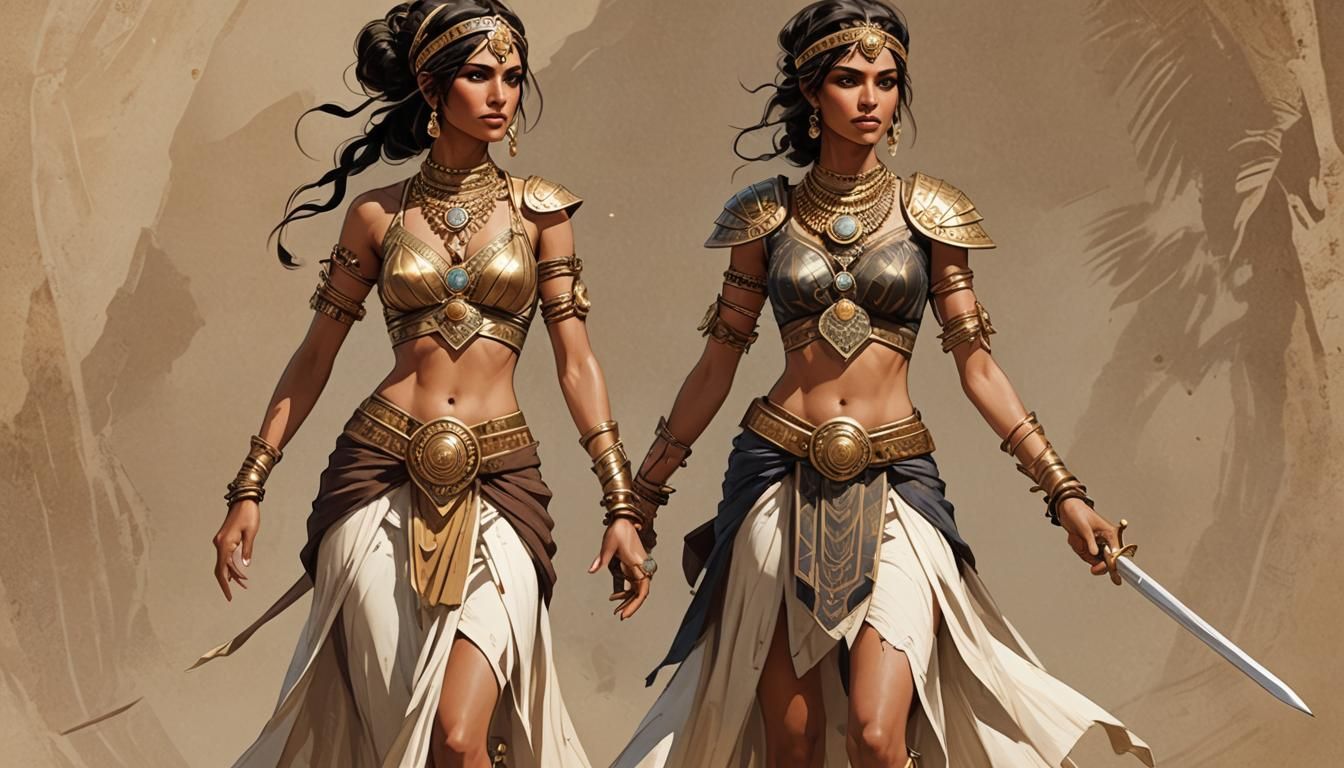 Mesopotamian Princess Concept Art in Alphonse Mucha Style