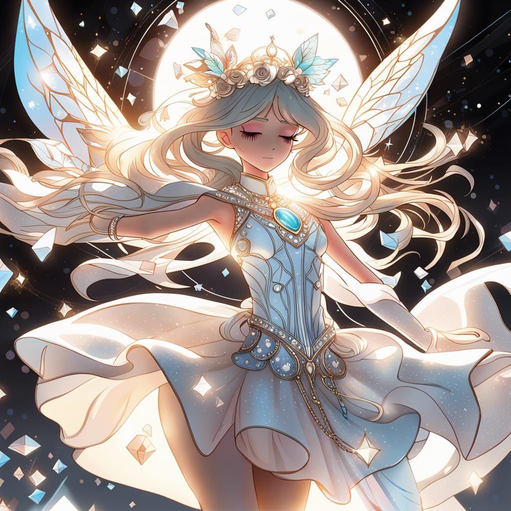 Anime Portrait with Glittery Lights, Genshin Impact Style