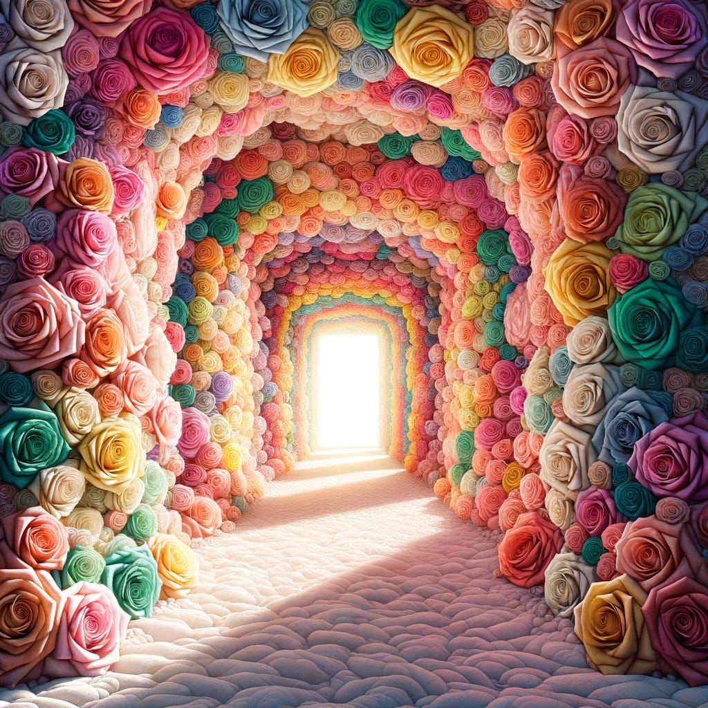 Rainbow Rose Tunnel to White Light