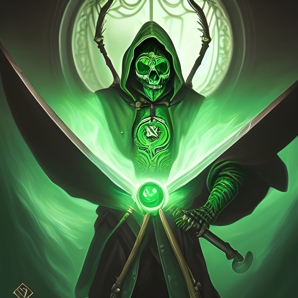 Emerald Lich Warlock Skeleton with Polearm