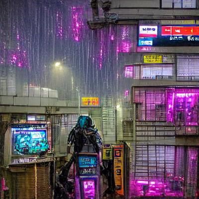 Cyberpunk Japan: Neon Reflections in Rain