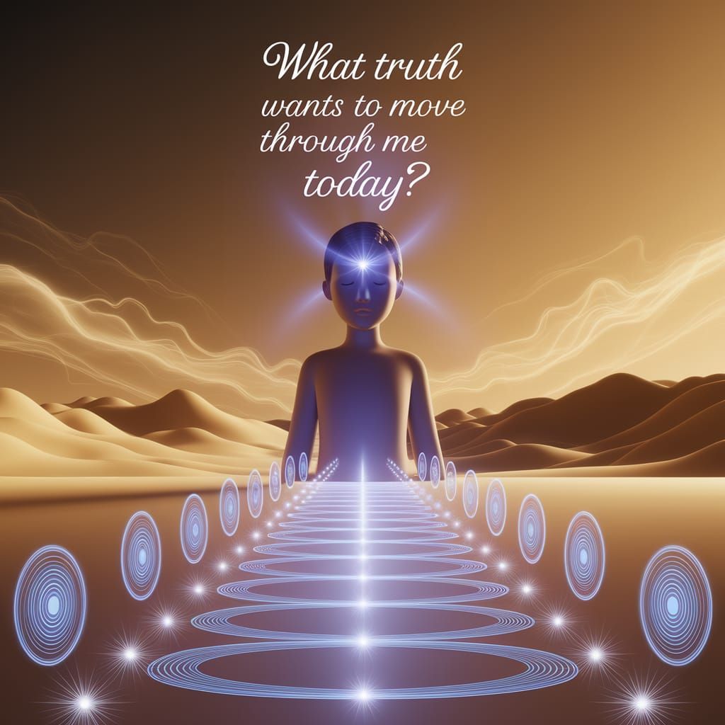 Meditative Figure with Indigo Light, 3D Render