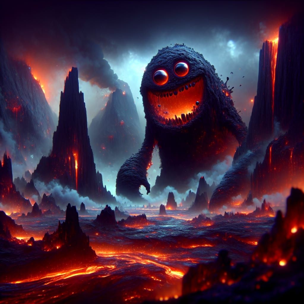 Lava Creatures Emerge from Volcanic Landscape