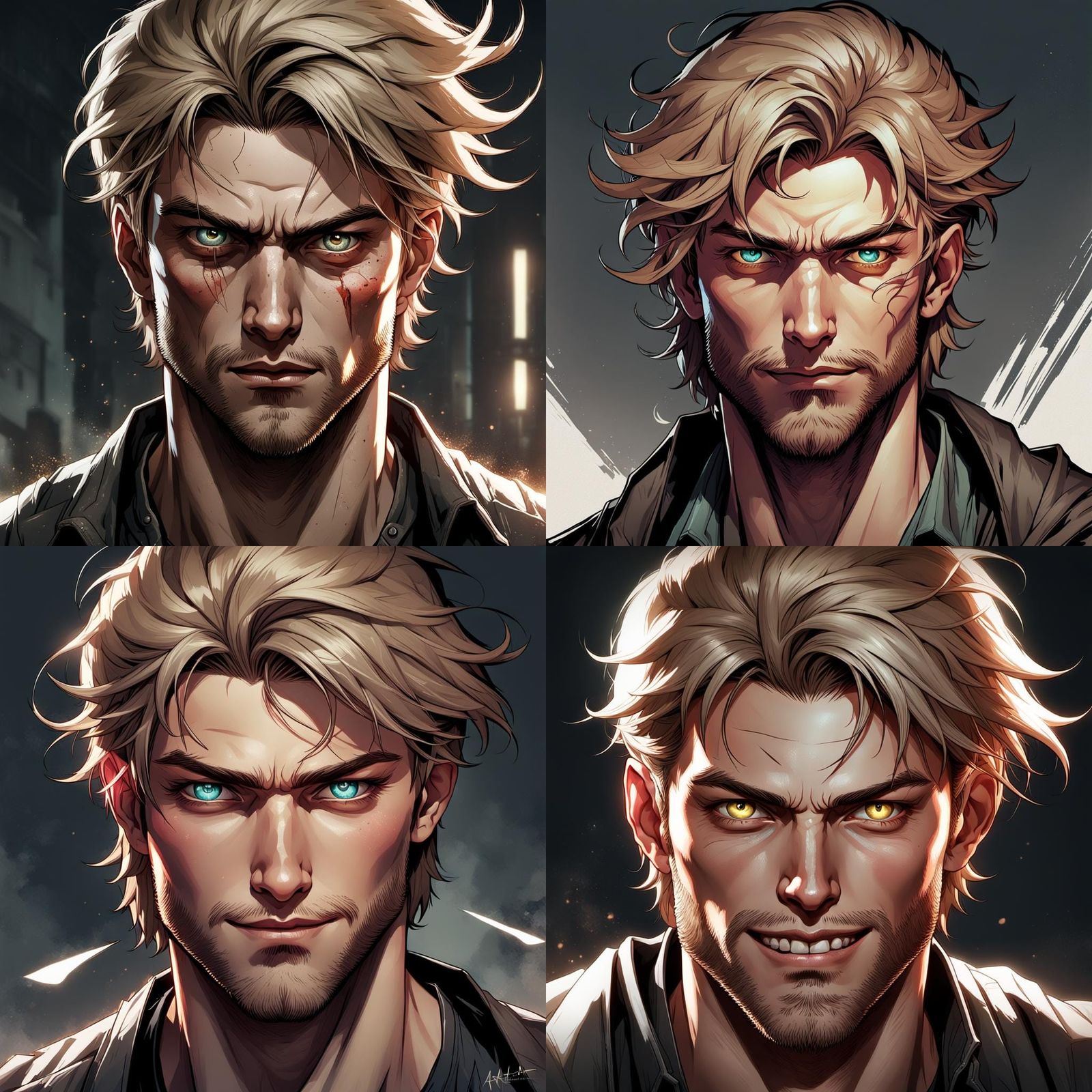 Male Portrait with Psychotic Gaze, Hyperdetailed Concept Art