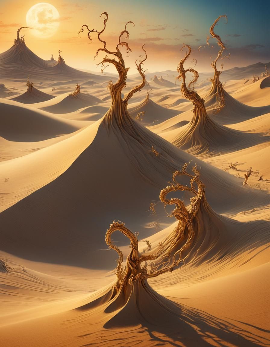 Undead Spirits Rise from Desert Sand in Surrealism