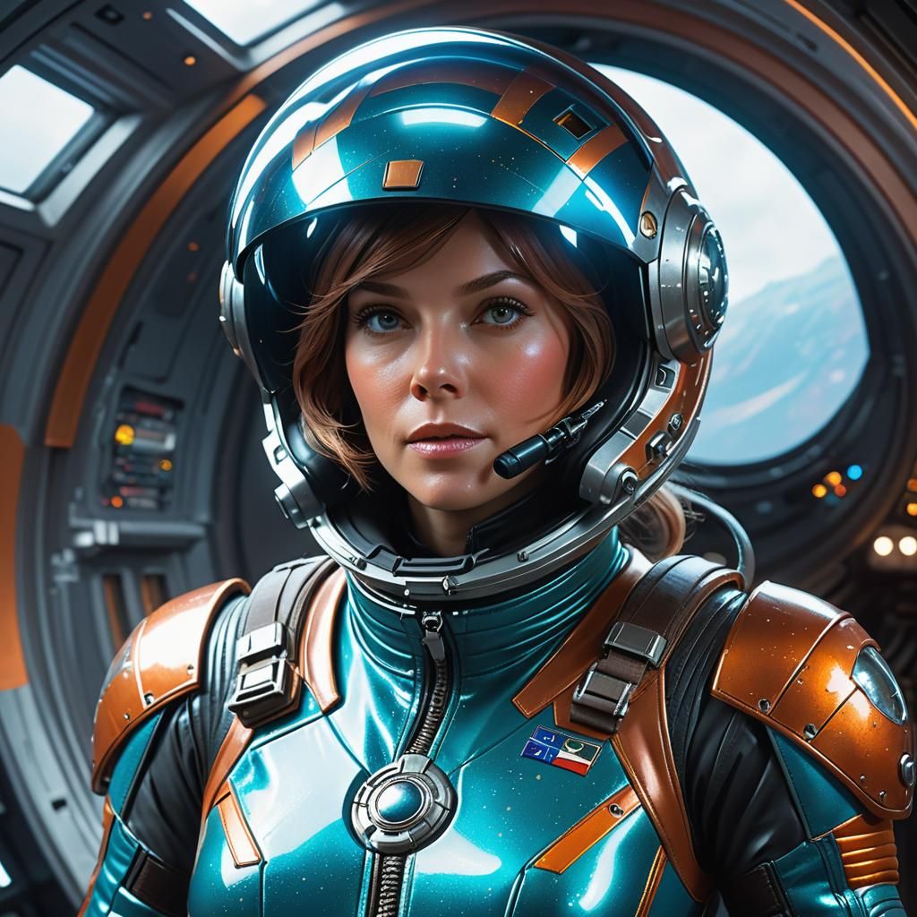 Spacewoman Pilots Spaceship in Sci-Fi Concept Art