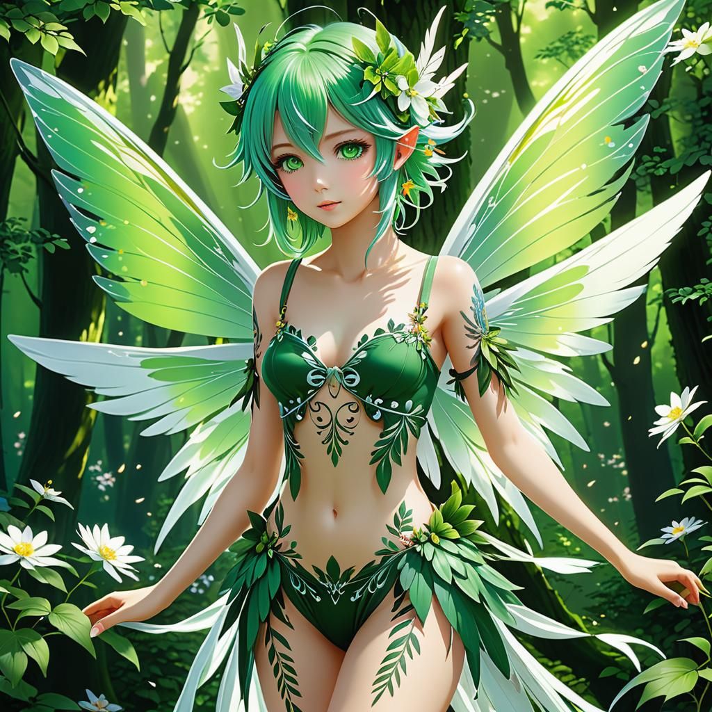 Forest Fairy Digital Painting in Rococo Style