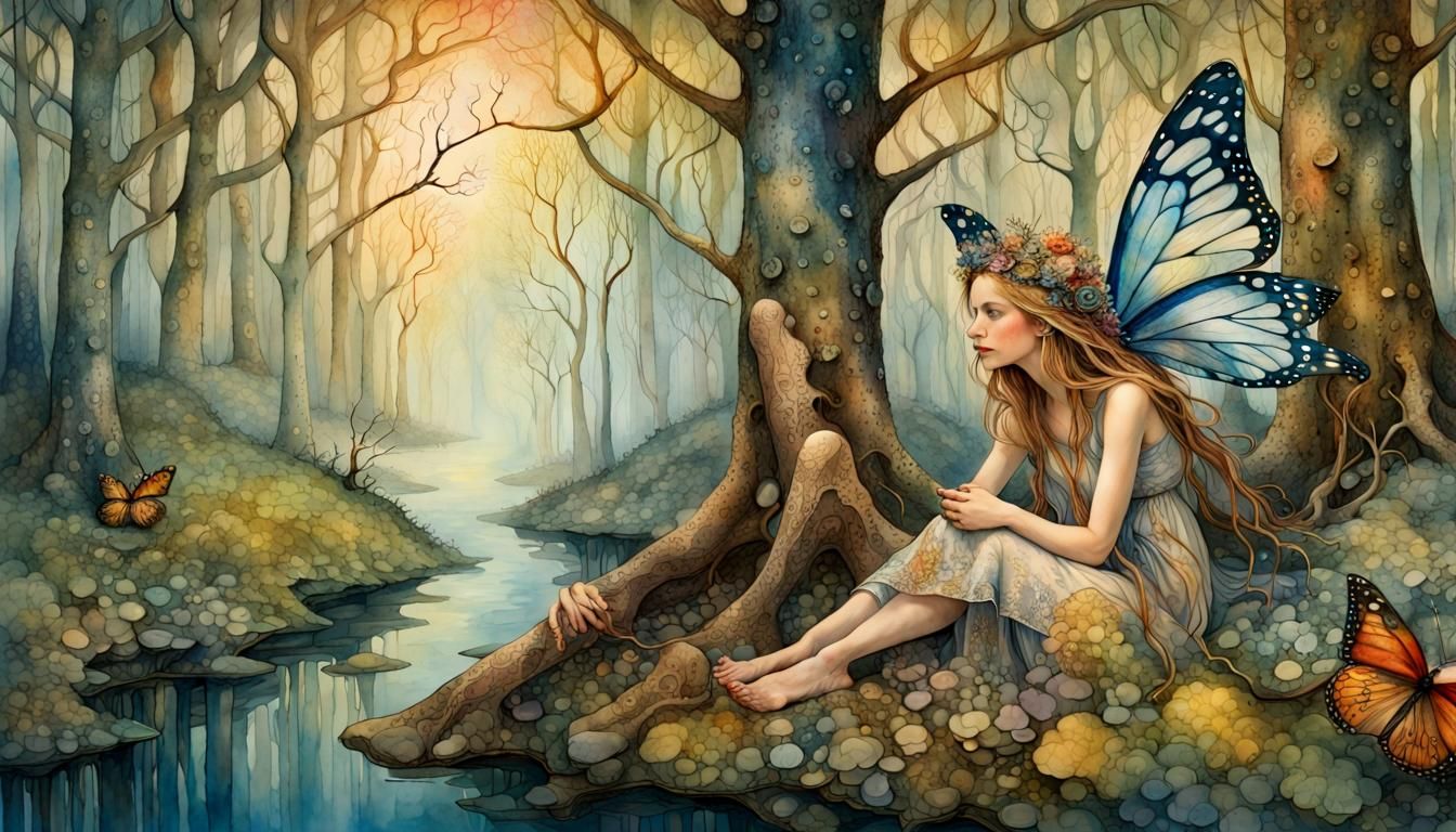 Enchanted Forest with Fairies in Magic Realism Style