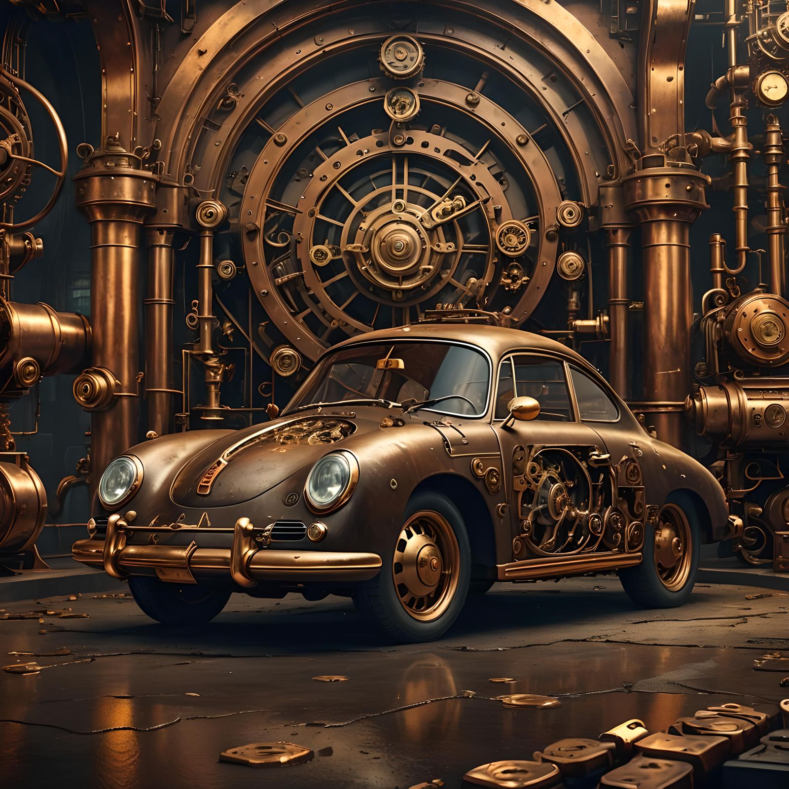 Steampunk Porsche 356: 4K Photorealistic Rendering
