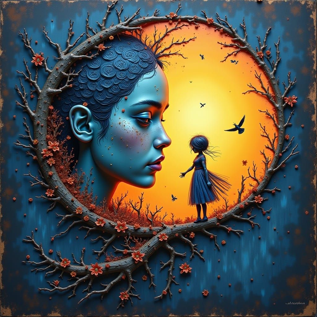 Surreal Moonlit Portal Painting in Detailed Oil Style