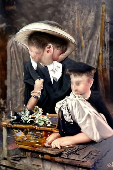 Antique Photograph as Oil Painting on Canvas