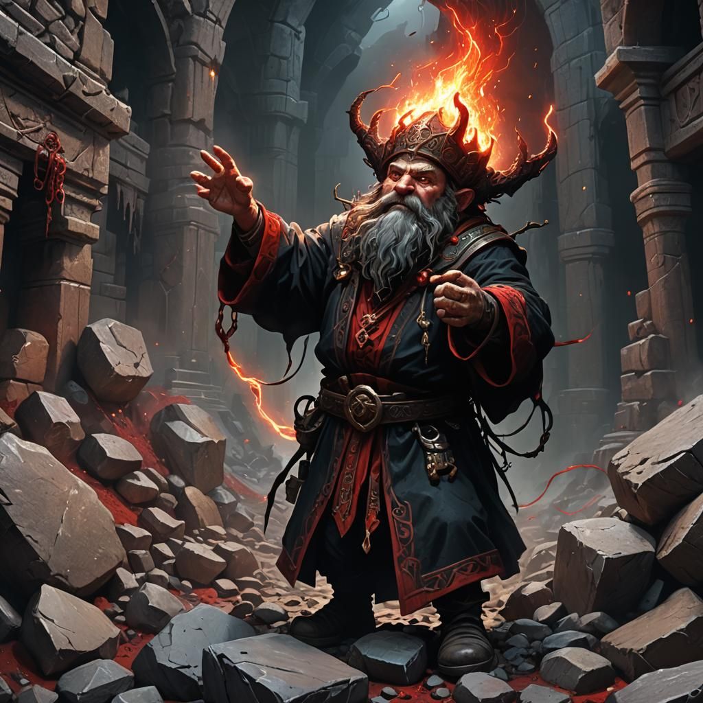 Dwarf Miner Unleashes Ancient Evil: Dark Fantasy Art