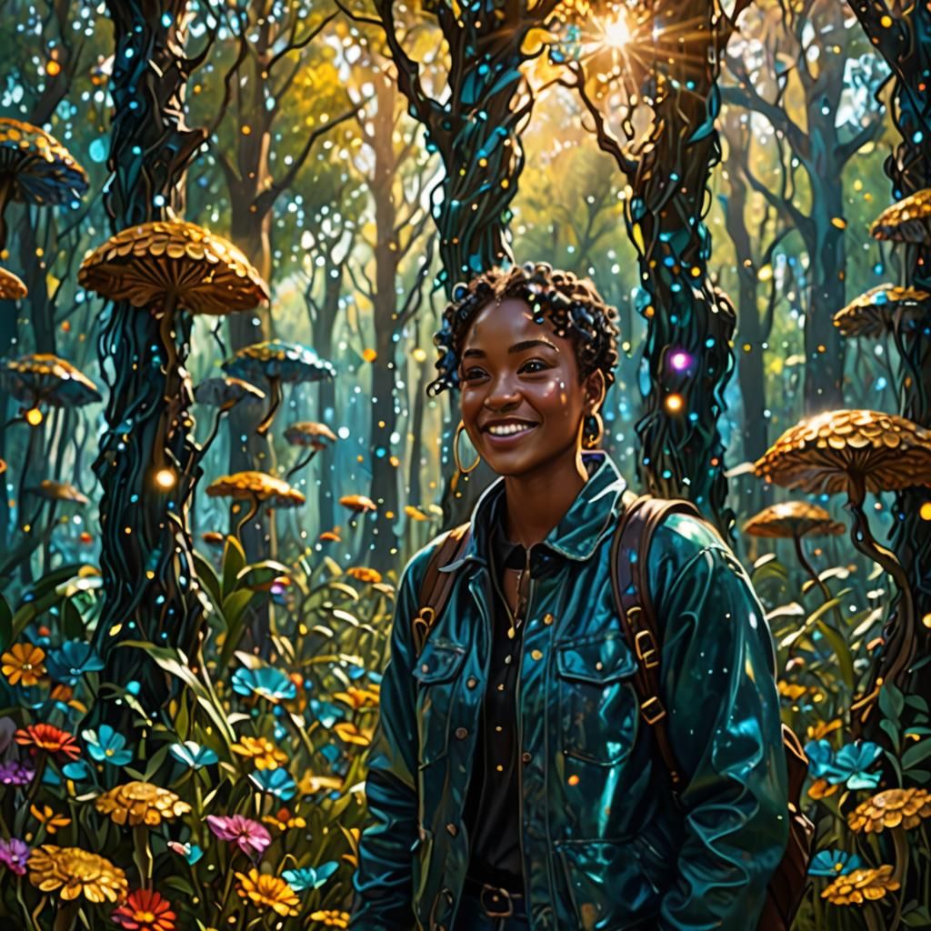 Blue-Haired Goddess Portrait in Hyperrealistic Splash Art