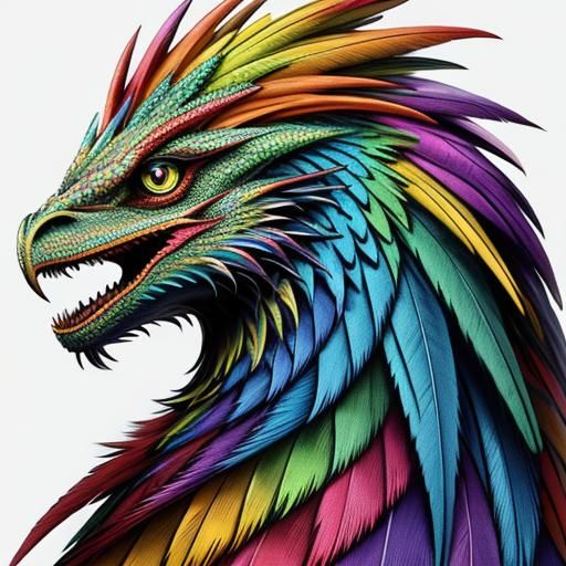 Rainbow Dragon Scale Woman: Abstract Art Portrait