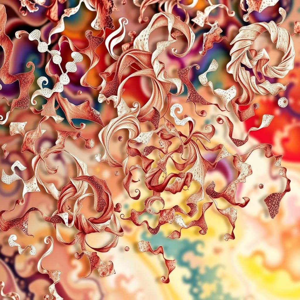 Op Art Abstract Shavings in Delicate Lace Patterns