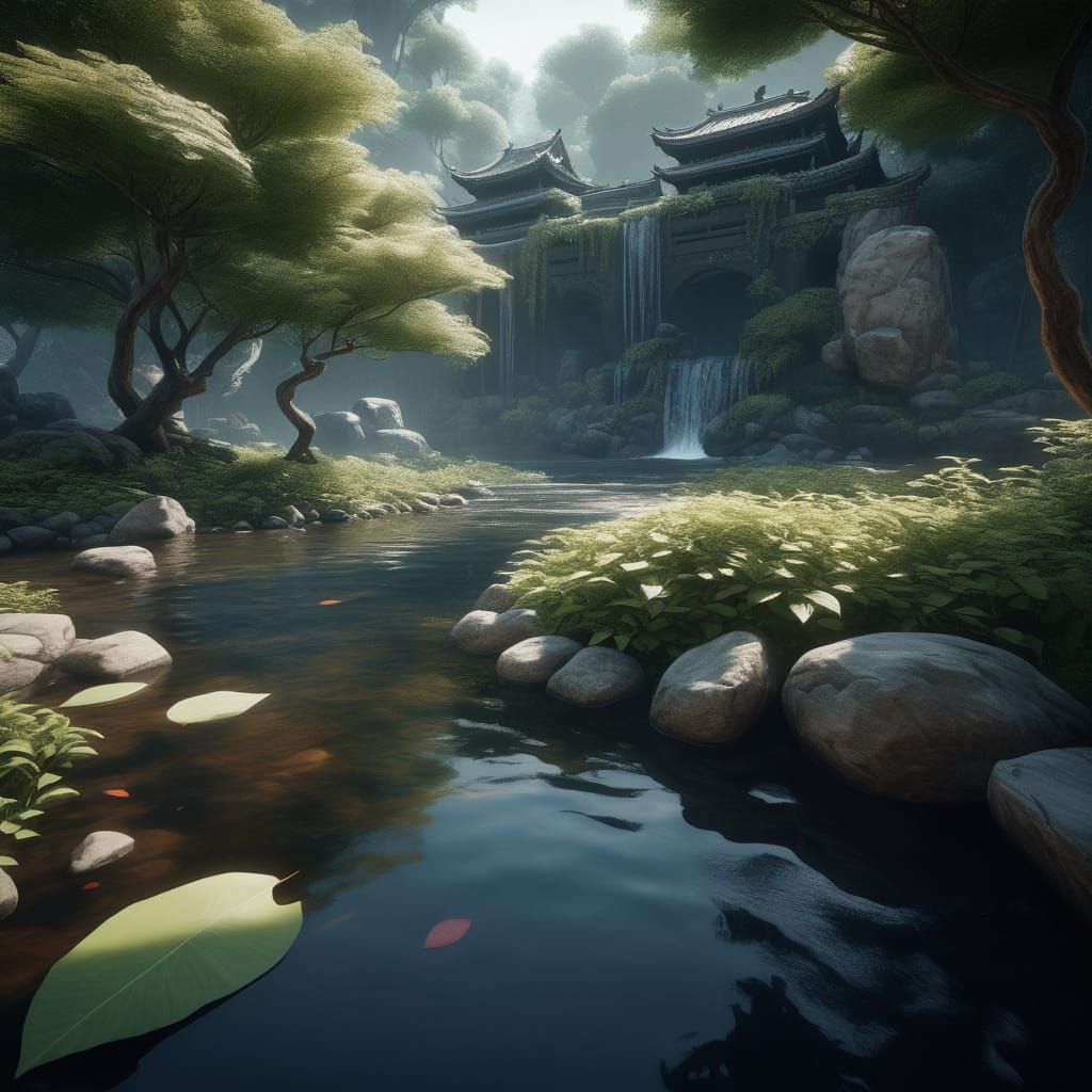 Floating Text in Whimsical Ink Wash Art