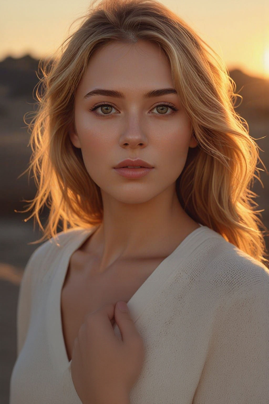 Radiant Russian Woman in Sunset Glow