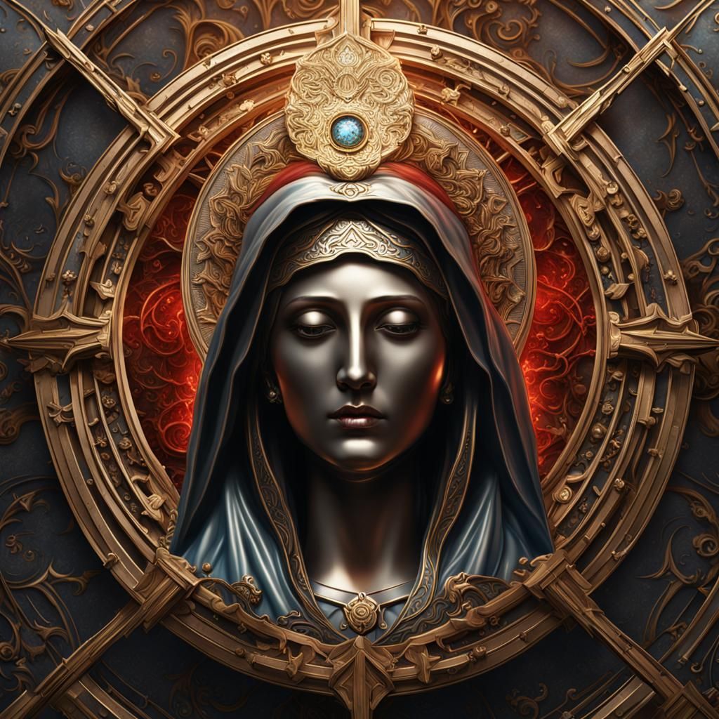 Virgin Mary with Halo in Detailed Matte Painting