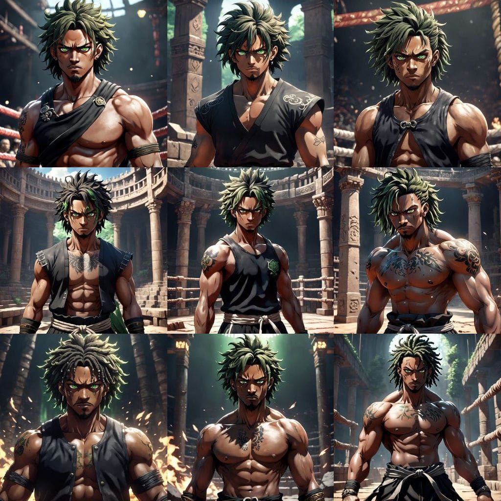 Confident Bare Knuckle Fighter in 3D Anime Style