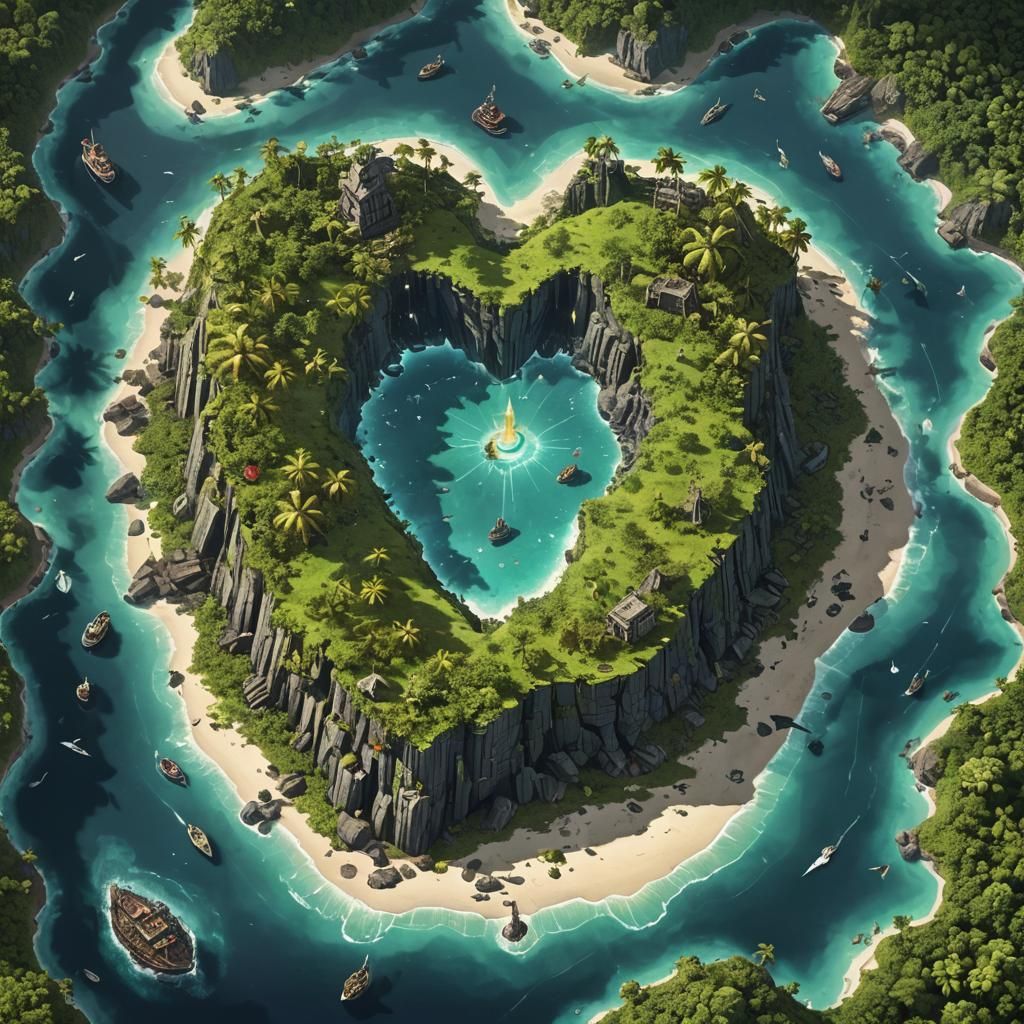 Cursed Jewel Island: Mystical Fantasy Concept Art