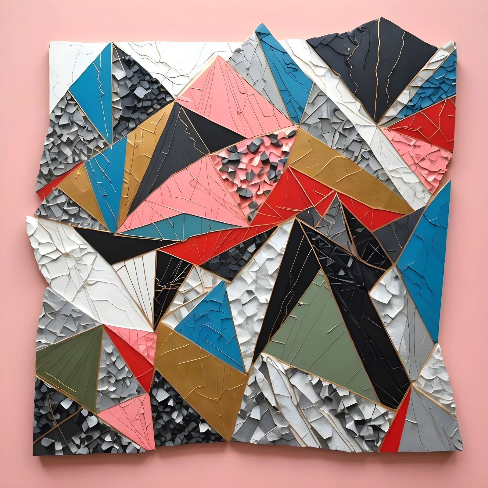 Abstract Foil Landscape with Angular Mountains