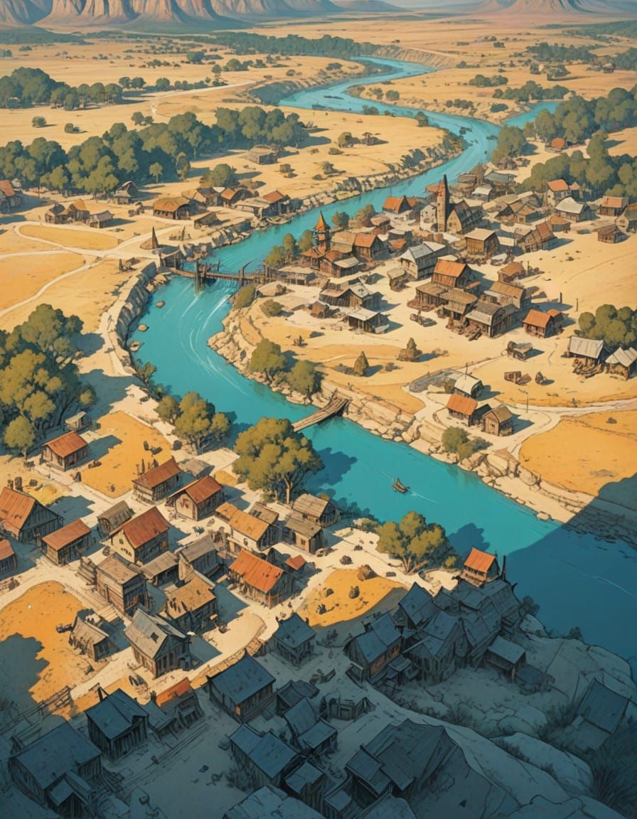 Cinematic Wild West Town in Full Color