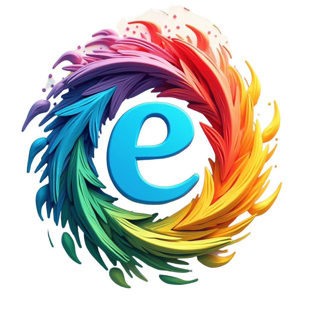 Dynamic Letter E Surrounded by Arrows, Fantasy Concept Art