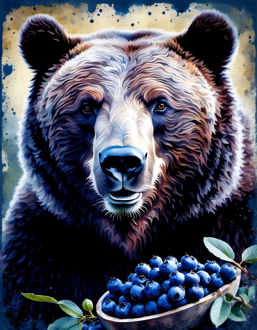 Robotic Bear Portrait in Volcanic Hyperspace