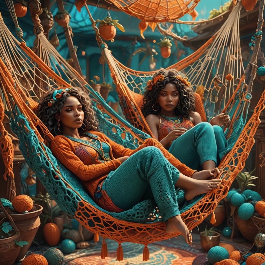 Arachnid Women Lounging in Dreamlike Fantasy Art