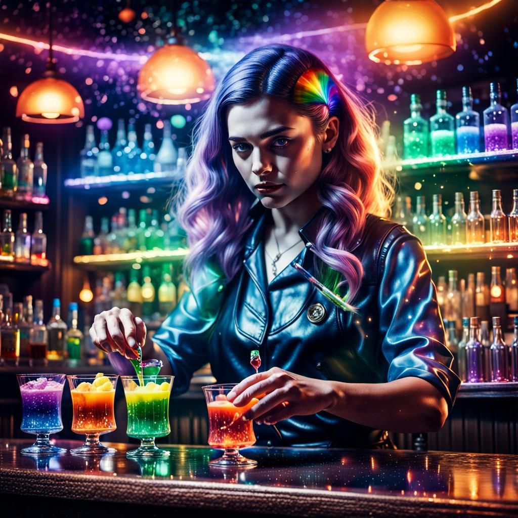 Rainbow Shots: Retro Bar Fantasy Concept Art