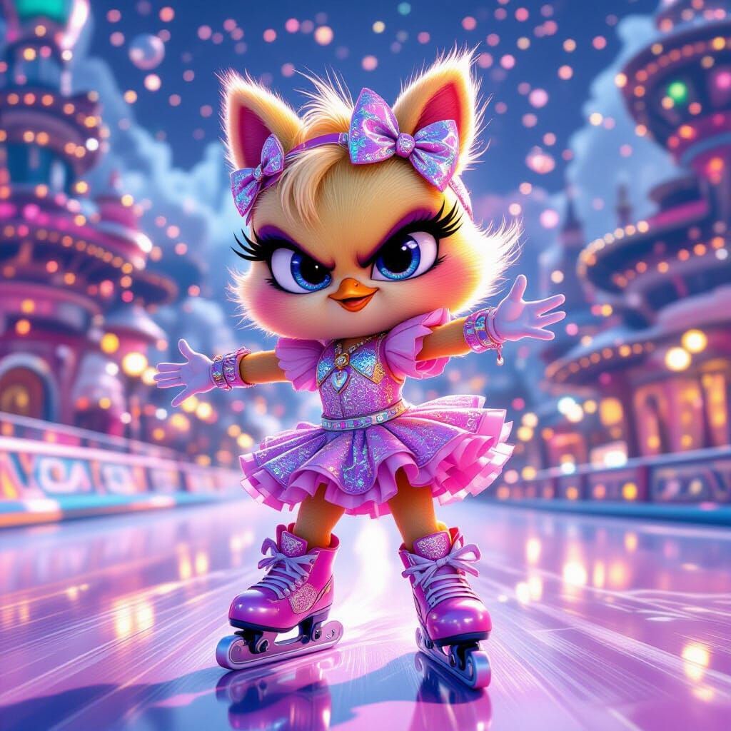 Grumpy Chick Skates in Disney-Inspired Wonderland