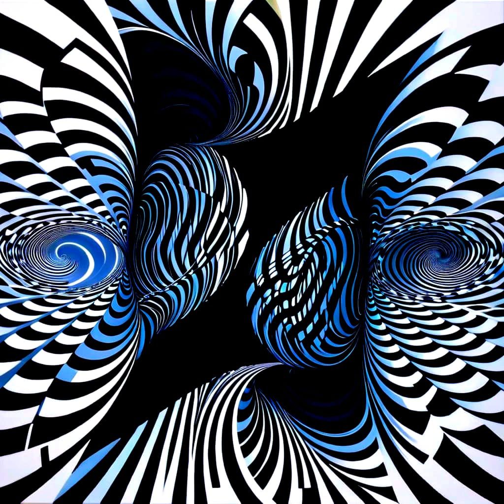 Swirling Monochrome Op Art in Acrylic