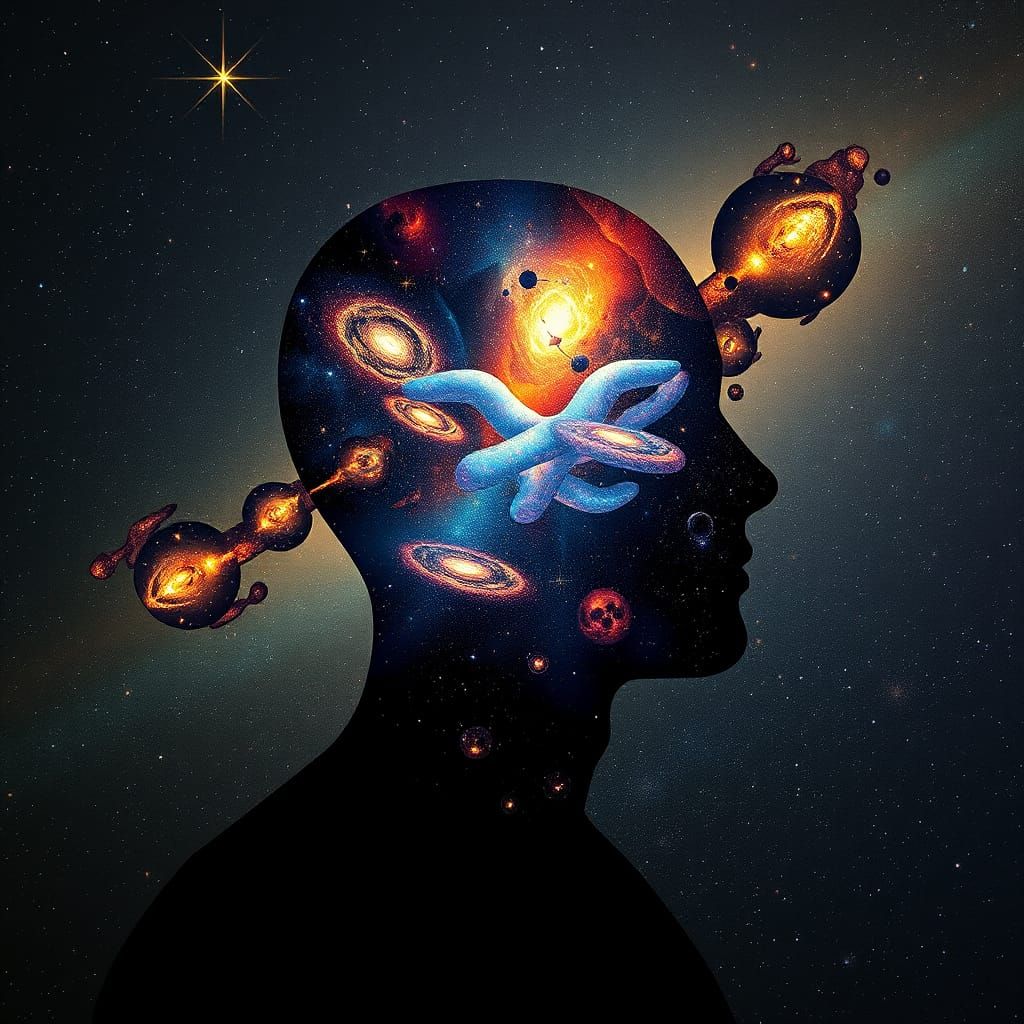 Human Silhouette Filled with Galaxies