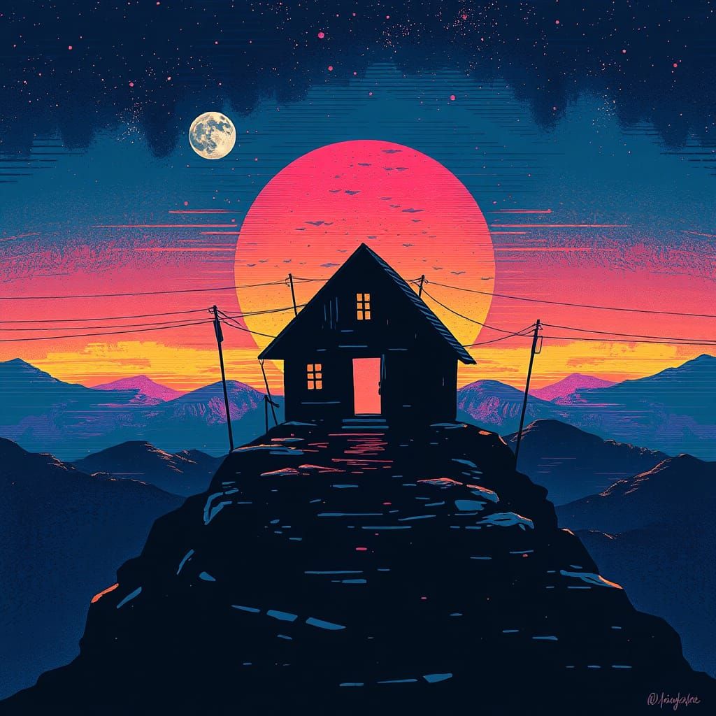 Returning Home: Abstract Glitch Art Constellation