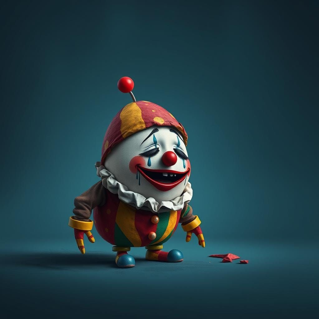 Egg Clown Singing a Sad Song: Digital Art