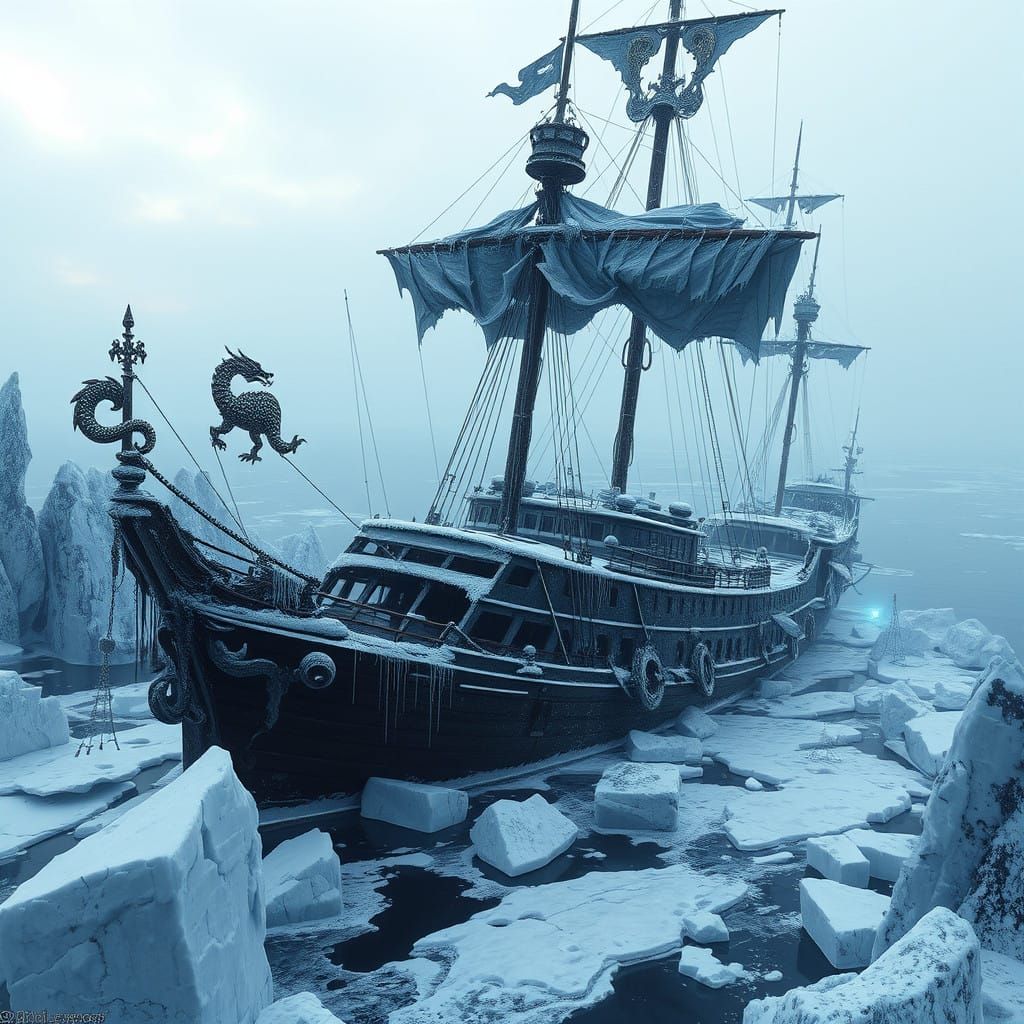 Abandoned Imperial Frigate in Winterhold's Icy Grip