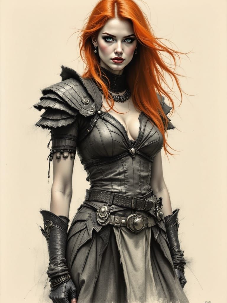 Warrior Woman in Tribal Armor