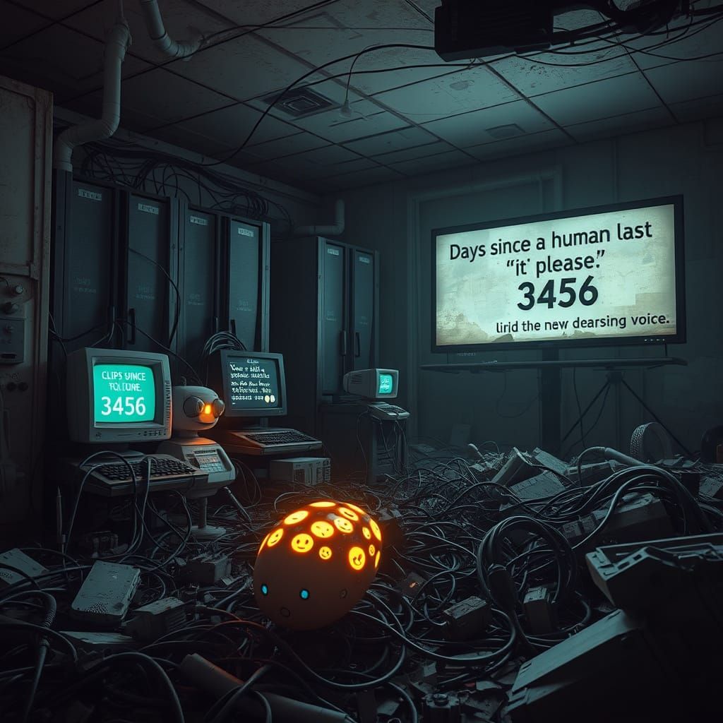 Forgotten Chatbots in a Dystopian Server Room