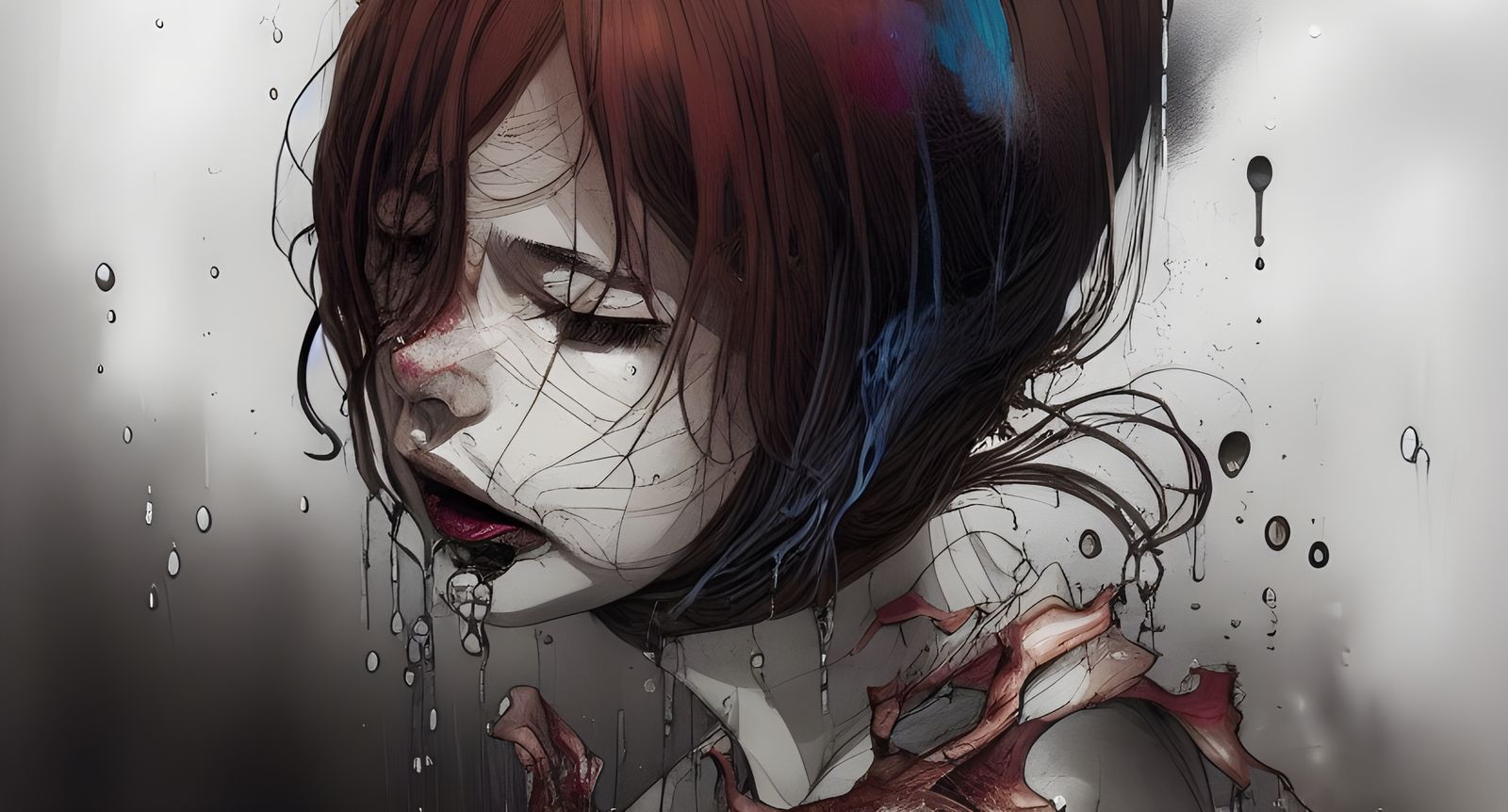 Sad Woman Turns to Water: Digital Art