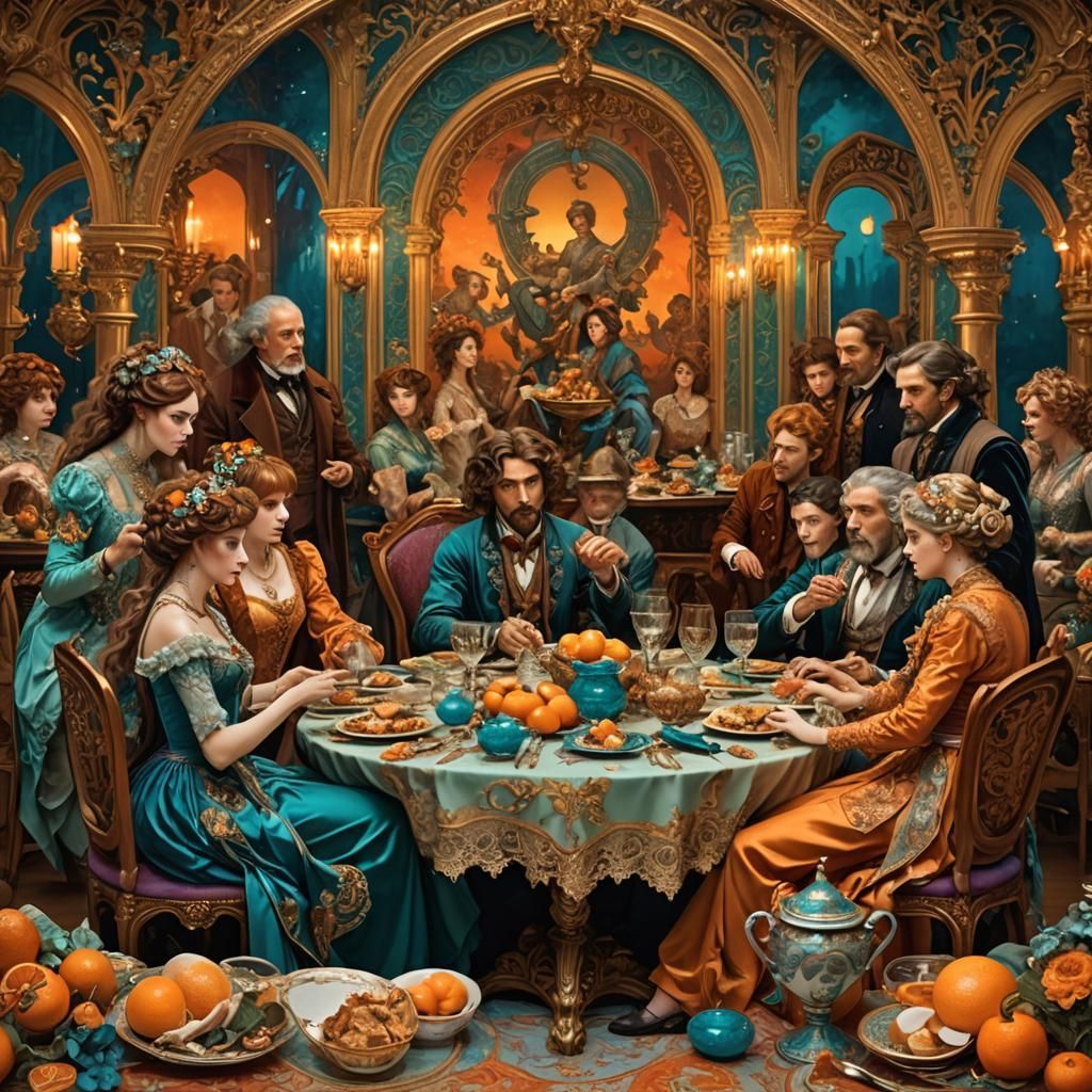 Immortals' Dinner: Baroque Fantasy in Art Nouveau Style