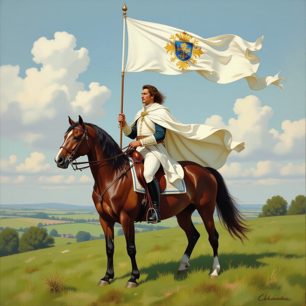 Charette King of Vendee on Horseback with Pennant