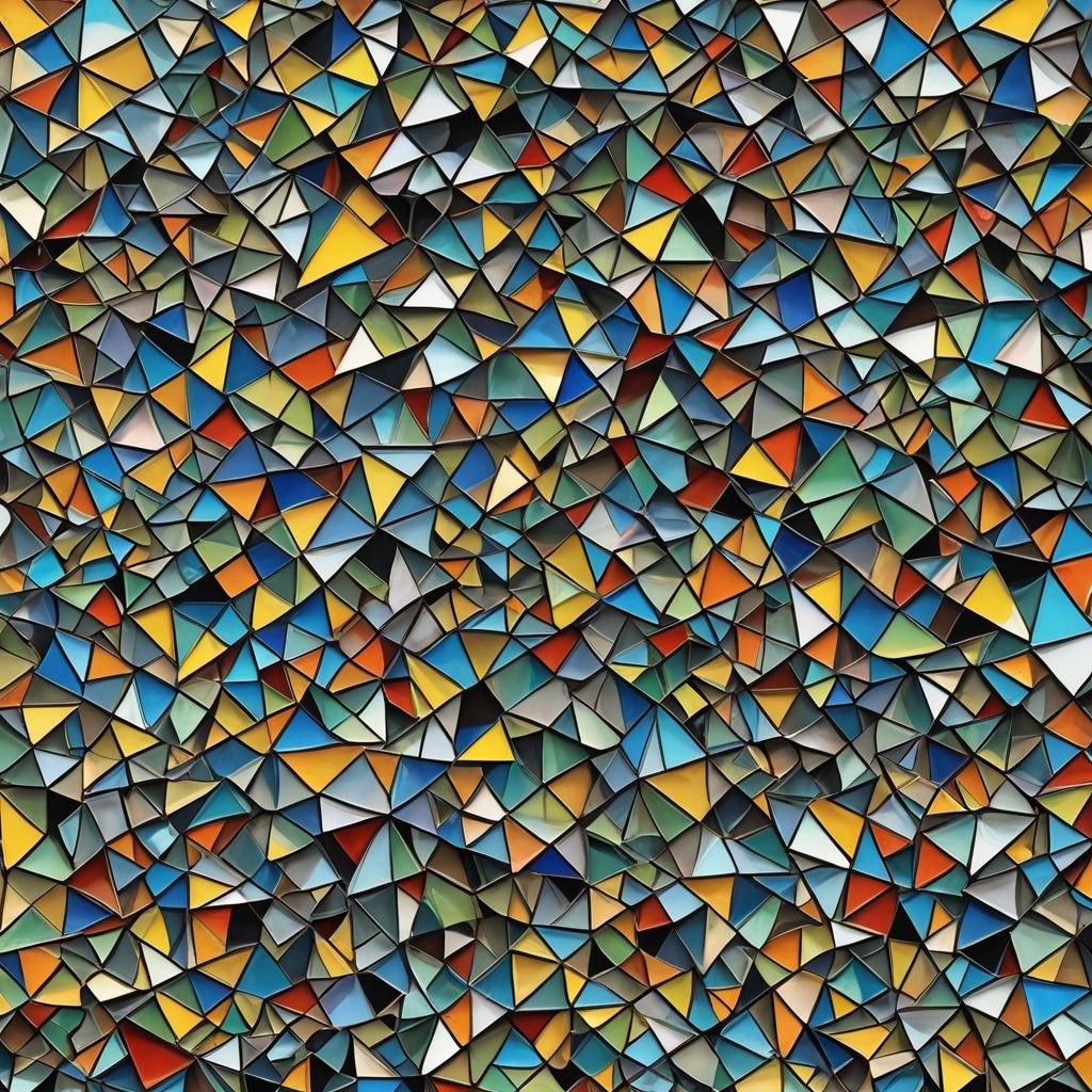 Geometric Mosaic Art in Iridescent Colors