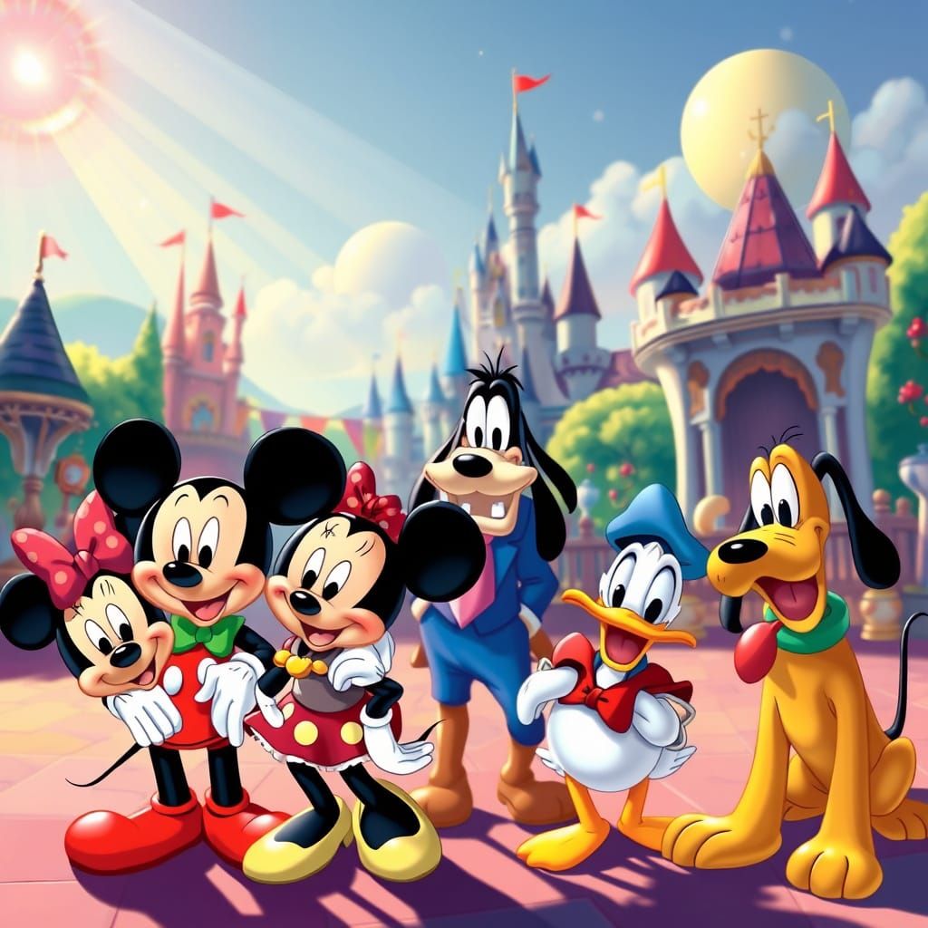 Disney Characters Gather in Whimsical Wonderland